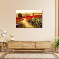 【御畫房】紅花地 國家一級畫師手繪油畫60 90cm(VF-06), 1個