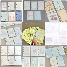 臺灣爆款 活頁紙 內頁 記事本 手賬本 豆包【a7/M5】內頁替芯活頁紙韓係手帳本拚貼彩色手帳內頁手賬, 1個, M5其他55款每款1張尺寸 74/105