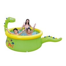 Healgenart 可愛恐龍噴水泳池 戲水池 噴水遊戲池 兒童水池 游泳玩水, 1個