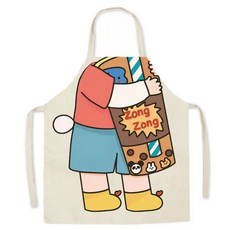 엽기 만화 캐릭터 에이프런 웃긴 앞치마 린넨 프린팅, 1개, 밀크티 보이 어린이
