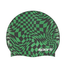 Sporti Molecule USA 실리콘 수영 모자 - 레드/화이트 - 성인용, 체크메이트 그린