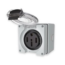 NEMA 14-50 防水電源插座盒 充電樁專用 電動車家用插座, 1個, 灰, 12cm