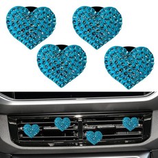 NTNEV 자동차 블링 에어 벤트 클립 4개 자동차 에어컨 공기 배출구 클립 하트 모양의 크리스탈 라인스톤 액세서리 범용 자동차 장식 액세서리 에어컨 콘센트 클립 (레드