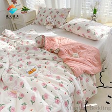 優選韓版小清新水洗棉雙層紗涼被 夏被 冷氣被 空調被 薄棉被 小被子 午睡蓋被 親膚透氣 單人/雙人/加大被單, 曼塔玫瑰,110*150cm