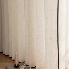 HAROO 리넨 혼방 거실 검은 테두리 고급 빈티지 커튼1+1