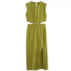 미디 여름 여성용 민소매 커버 쉬폰 슬림 얼 단색 스커트