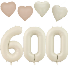 파파 파티 크림 하트 대형 숫자 기념일 생일 풍선 세트, 1세트, 크림 600 + 하트4p