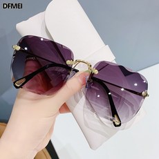 QRU 新品無框切邊方形太陽鏡女 韓版網紅圓臉素顏墨鏡漸變片潮1