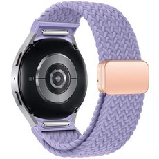 삼성 갤럭시 워치 7 6 5 4 FE 40mm 44mm/6 클래식 43mm 47mm/4 42mm 46mm/5 프로 45mm용 나일론 밴드 원 클릭 부착물 갭 없는 마그네틱, 라벤더
