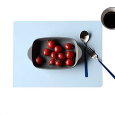 를위한 6PCS 실리콘 플레이스 매트 식탁 테이블 EAHER SAFE 방수 내열성 미끄럼 방지, 1pcs 40x30cm, silicone light blue