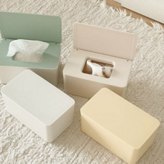 물티슈 케이스 직사각형 밀폐형 데스크 물티슈 보관함 정리함 휴지 사무실 다용도 깔끔한 청소용 화장실, 화이트