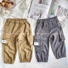 男童立體大口袋縮口長褲 速乾材質 薄款