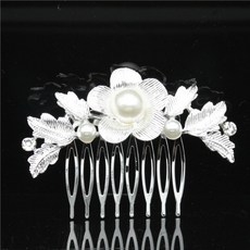 웨딩화관 셀프웨딩 화관 꽃 헤어장식 스몰웨딩 진주 수동 헤어 빗 헤어, 1