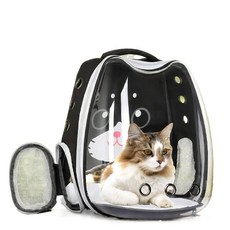 便攜透明太空艙貓咪外出包 寵物揹包 雙肩設計 小型犬貓適用 透氣舒適 大空間, 無印花紅色,無膠板, 1個