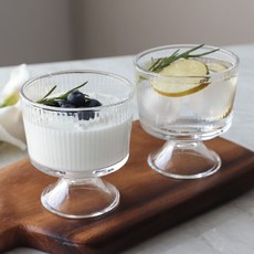 키치노 루체 아이스크림 잔 그릇 300ml 디저트 빙수 볼 유리, 6개, 키치노 루체 스트라이프