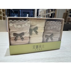 A.Y.D.E 蕾絲花邊蝴蝶結女士內褲三件組, 粉色紫色米黃色