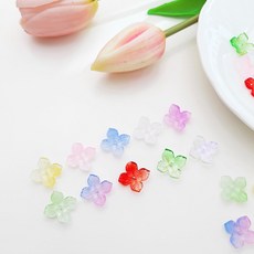 글라스 네잎 꽃 비즈 구슬 수국 꽃잎 비즈공예 악세사리 만들기 알 [1개], 블루