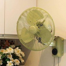 빈티지 벽걸이선풍기 엔틱 회전 가정용 레트로 디자인 브론즈 인테리어 클래식, 18인치 라이트그린 리모컨 포함
