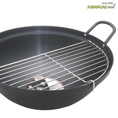 경질 튀김솥 업소용 닭튀김 튀김냄비 중형 대형 분식 튀김 업소 식당 구내식당 분식 조리 용품, 블랙, 1개, 튀김솥+반달망세트 55호, 56cm