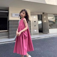 賣場優選童裝 女童洋裝 女童洋氣無袖公主連衣裙2025夏季兒童寶寶棉布大裙擺韓版背心裙夏