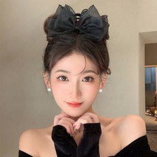 하이유니 레이스 블랙리본 왕 집게 헤어핀