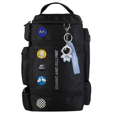 백팩 남성 백팩 건습 분리 여행가방 대용량 트레이닝 스키 피트니스 숄더 크로스백, 블랙[우주비행사펜던트+Lh5배지], 1개