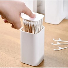 비엠 원터치디스펜서 면봉디스펜서 이쑤시개보관함 면봉케이스, 화이트, 1개