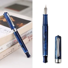 PENBBS 470 만년필 풀 타입 진공 잉크 흡입 필기구 창의적인 색상 아크릴 소재 성인 학생 연습용 펜 35 #, 16 52 - Silver Blade F