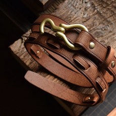 茄子原創 美式復古銅勾扣手工真牛皮帶 牛仔簡約女士個性小衆軟皮腰帶