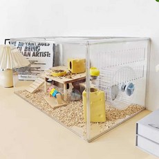 해피 햄스터케이지120 리빙박스 120L 투명 햄스터집 60cm투명케이지, 60cm투명케이지/외부연결가능