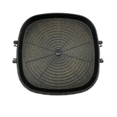 阿瑟3C 韓式麥飯石不沾烤肉盤 瀝油設計 適用卡式爐瓦斯爐 露營烤肉方型烤盤, 1個, 方型烤盤