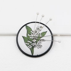 마미쏘잉/ 니들마인더 자석 마그네틱핀쿠션, 1개, 16. 원형/ 화이트 플라워