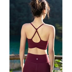 QUEEN YOGA萊卡後背抽皺細肩帶運動瑜伽背心(附胸墊) - 時尚健身美背款