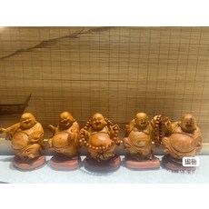 太行崖柏 五個小彌勒 擺件, 如圖所示, 1個