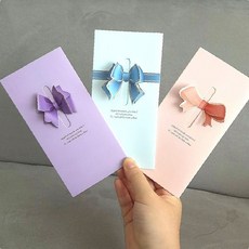 입체 리본 장식 레터 세트 감성 편지지 봉투 세트 축하 메시지 카드 특별한 선물, 상세페이지 참조, 퍼플