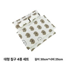 마린데어 인형계용품 화이트 침대 미니어처 세트, 1개, 브라운 베어 4종 세트