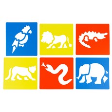 어린이 미술활동 그림꾸미기 스텐실판 6종 미술키트 꾸미기놀이 도안찍기 스텐실도안, 2세트, 밀림