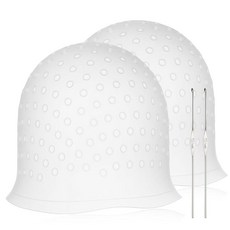 후크 포함 재사용 가능한 실리콘 헤어 하이라이트 캡 2개 - 프로스팅 컬러링 구멍이 있는 풀 스루 염료 미용실 키트 [호환], 후크 포함 재사용 가능한 실리콘 헤어 하이라이트 캡 2