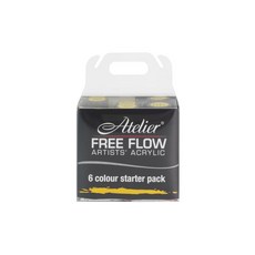 【時代中西畫材】澳洲Chroma 專家級流動壓克力 Free Flow 6色 60ml, 6色 套組