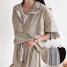 [남녀공용/상의단품] 어스 아노락 긴팔 3color 반집업 스트링 바람막이