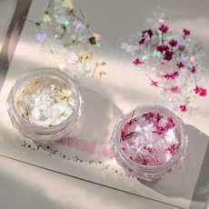 나의셀렉 감성 네일글리터 2종 세트 드라이플라워(압화) + 오로라 펄 + 자개 믹스 (총6종/3세트), 1개, OPTION 3  (아이보리/핑크)
