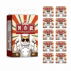 棠品居 四層餐巾紙 10包/袋, 10個, 【串購】棠品居四層64抽餐巾紙一串10包, 640張