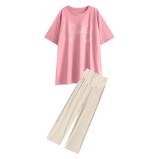 패션 임부복 상하의 세트 봄 여름 임산부 시크룩 얇은 상의 + 루즈핏 슬림핏 긴바지 빅사이즈 투피스 WMY