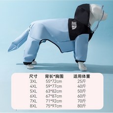 hipidog 寵物立體恐龍四腳防水雨衣, 簡約邦迪藍【包尾】, 1個