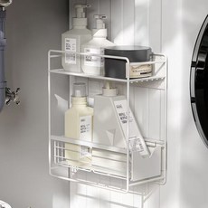 유미 세탁기 자석 선반 틈새 수납 붙이는 냉장고 선반, 1개, 화이트 2단