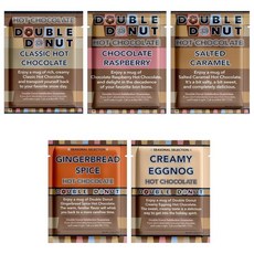 더블 도넛 커피 맛 핫 초콜릿 패킷 버라이어티 팩 클래식 화이트 라즈베리 솔티드 카라멜 호박 프렌치 바닐라 & 페퍼민트 포함 18개, 더블 도넛 커피 맛 핫 초콜릿 패킷 버라이어티 팩 클래, 30g