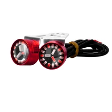 2PCS 오토바이 스트로브 LED 3색 이글아이 점멸등 브래킷 포함 주간 주행등 스포트라이트 전동 액세서리, 04 red shell