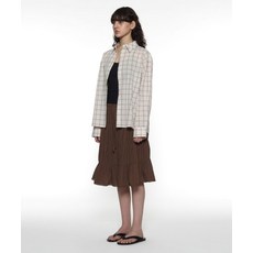 매장정품 파르티멘토 PARTIMENTO WOMEN PWC 레이스 트림 티어드 미디 스커트_브라운 PWC-2612BR 688402