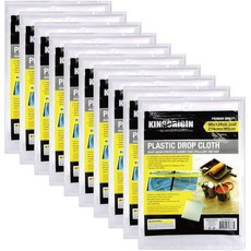 플라스틱 드롭 천 10팩 2.7 x 3.7m9 x 12피트 페인트 방수포 가구 바닥 소파용 플라스틱 커버 페인팅용 일회용 플라스틱 시트 406553, 2.9x3.7m(9x12피트), 10개