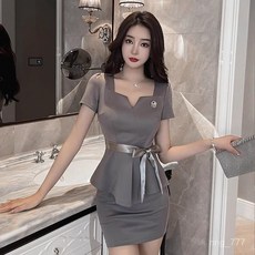 新款足療技師工作服女足浴沐足性感按摩工衣氣質KTV公主修身套裝, 黑色,S